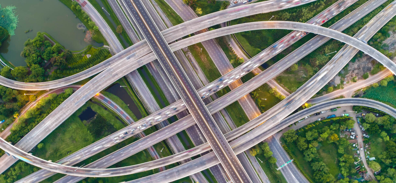 Transport city junction road aerial view
